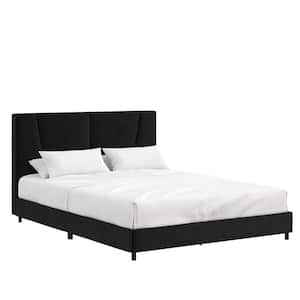 Maverick Upholstered Bed, Full Size Frame, Black Velvet