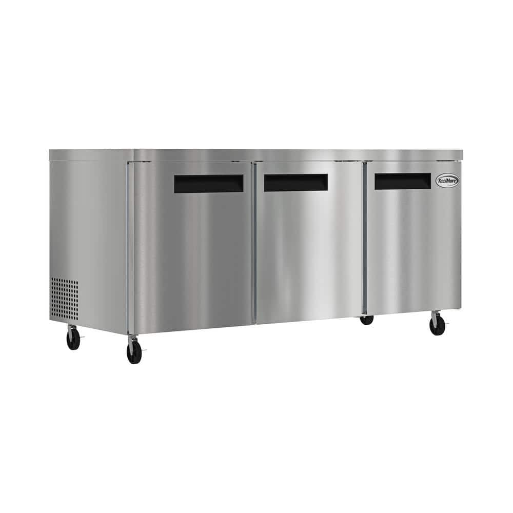 72 In. 18 cu. ft. Commercial Under the Counter Refrigerator in Stainless-Steel