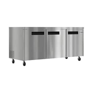 72 In. 18 cu. ft. Commercial Under the Counter Refrigerator in Stainless-Steel