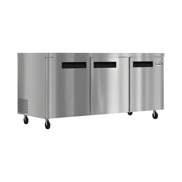Koolmore 72 In. 18 cu. ft. Commercial Under the Counter Refrigerator in Stainless-Steel
