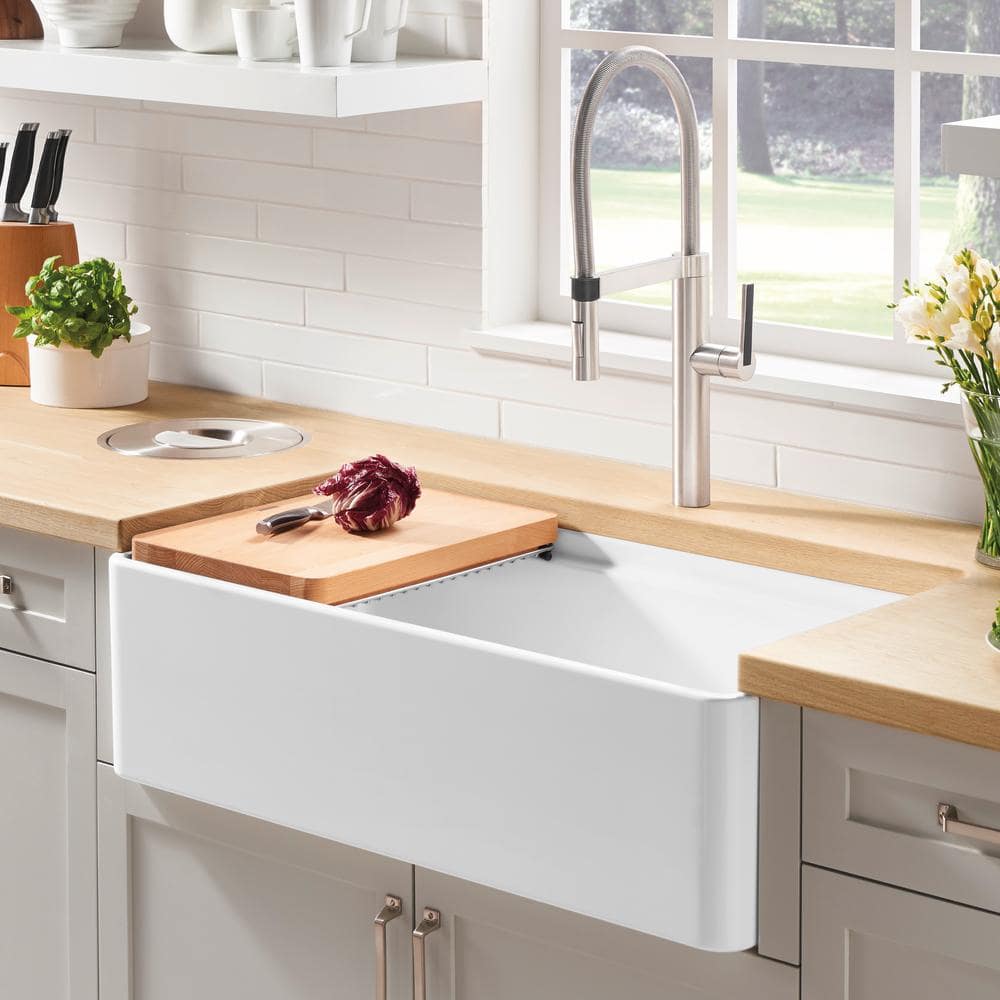 Profina 36" White Fireclay Farmhouse Apron Front Sink