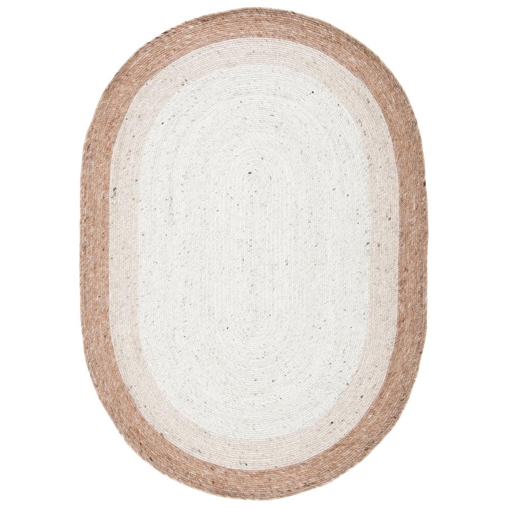 SAFAVIEH Braided Beige/Ivory 8 ft. x 10 ft. Oval Solid Area Rug BRD903B-8OV  - The Home Depot