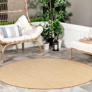 Nakia Transitional Natural 6 ft. 7 in. x 6 ft. 7 in. Indoor/Outdoor Area Rug