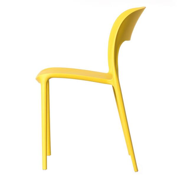 FABULAXE Modern Plastic Outdoor Dining Chair with Open Curved Back