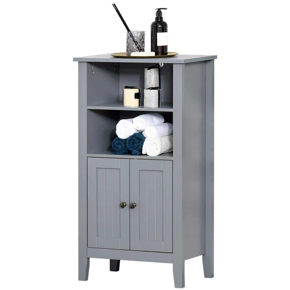 kleankin Gray Bathroom Storage Cabinet Freestanding Bathroom