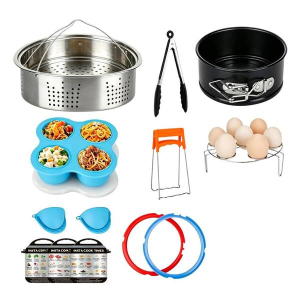 9-Piece Stainless Steel Accessories Set with Sealing Ring, Steamer Basket, Springform Pan, Egg Rack, Trivet