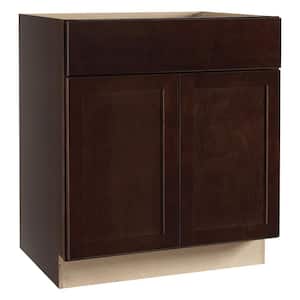 Shaker 30 in. W x 21 in. D x 34.5 in. H Assembled Bathroom Base Cabinet in Java without Shelf