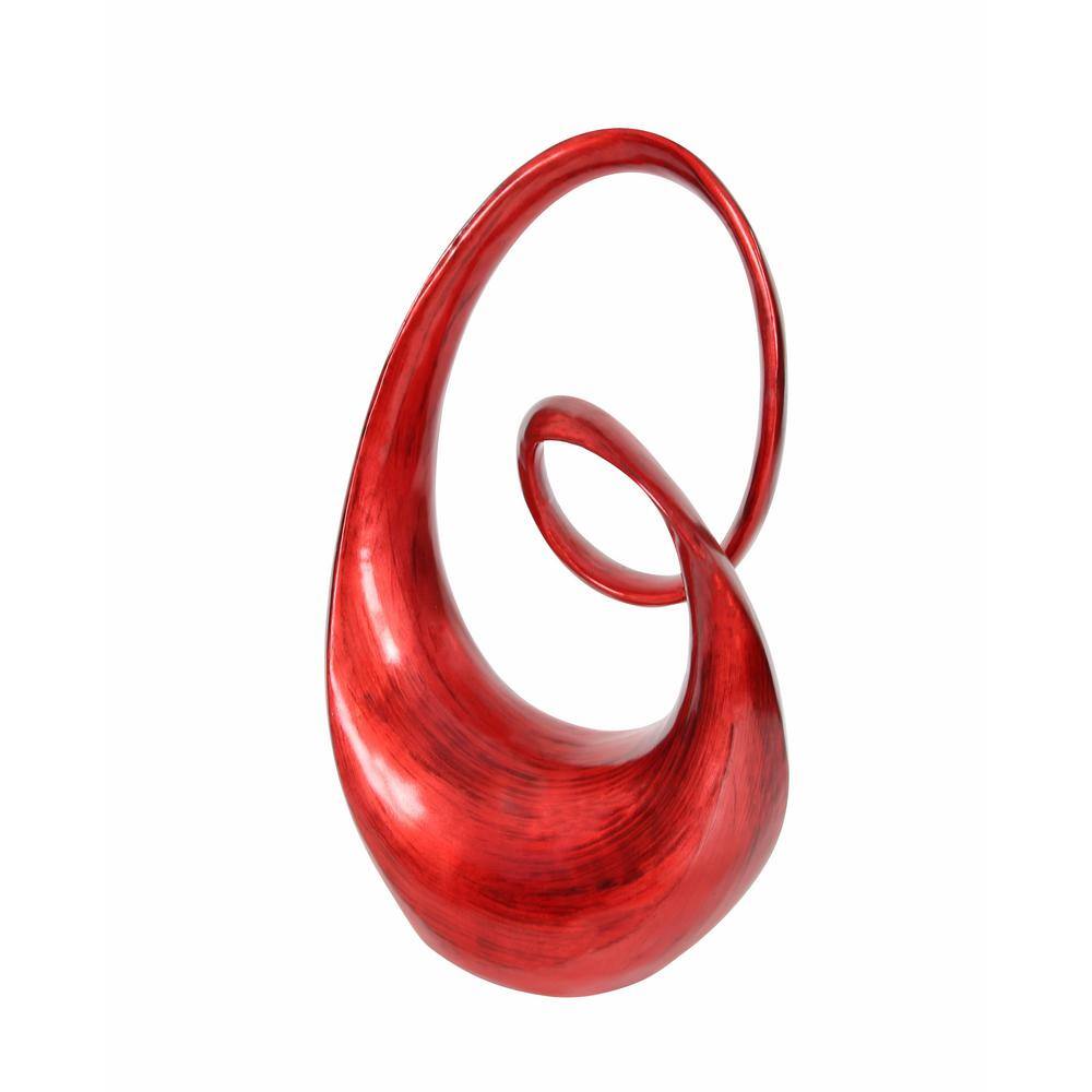 Red Polystone Abstract Swirl Decorative Sculpture