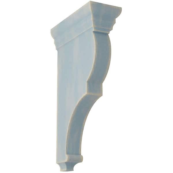 Ekena Millwork 3-1/2 in. x 14 in. x 7-1/2 in. Driftwood Blue Extra Large Rojas Wood Vintage Decor Corbel