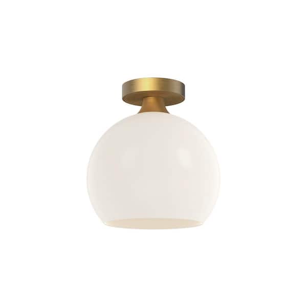 ALORA MOOD Castilla 10 in. 1 Light 60-Watt Aged Gold/Opal Matte Glass Flush Mount