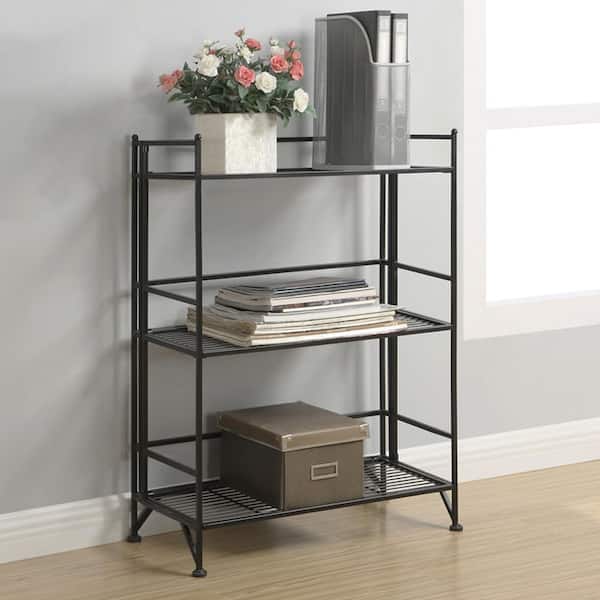 Convenience Concepts Xtra Storage 3 Tier Metal Folding Shelf Black