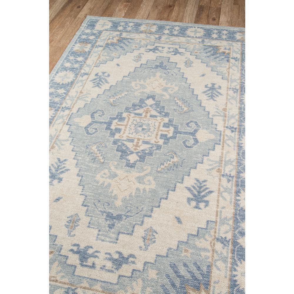 Anatolia Blue and Beige Wool Runner Rug