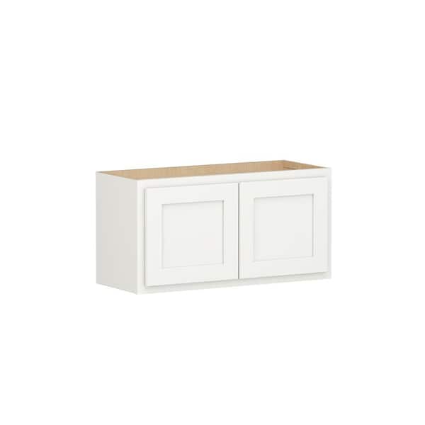 Shaker Partial Overlay 30 in. W x 12 in. D x 15 in. H Plywood Assembled Wall Kitchen Cabinet in Linen White