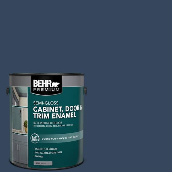 BEHR PREMIUM 1 gal. #MQ5-54 Compass Blue Semi-Gloss Enamel Interior/Exterior Cabinet, Door & Trim Paint