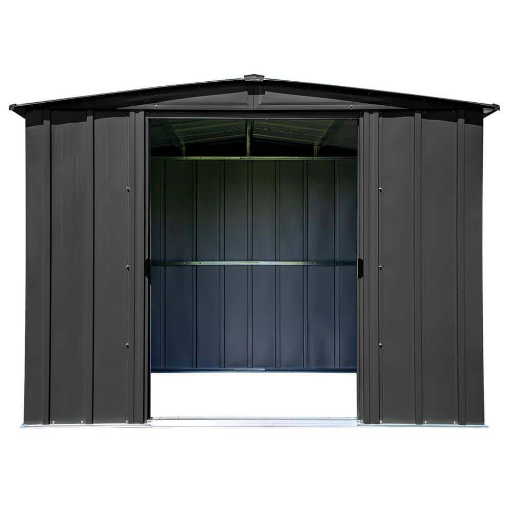 8 ft. x 6 ft. Charcoal Galvanized Steel Storage Shed Kit