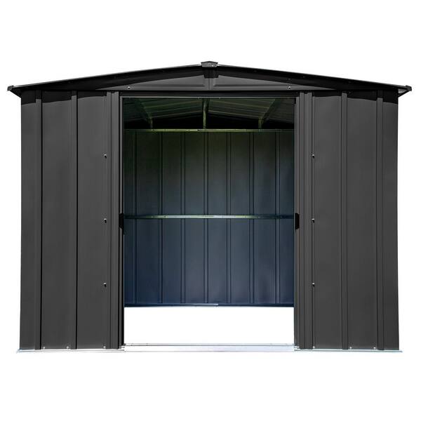 Arrow Classic 8 ft. W x 6 ft. D Charcoal Steel Storage Shed