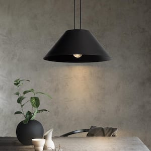16.5 in.1-Light Black Industrial Pendant Light Pendant Hanging Light with Metal Shade