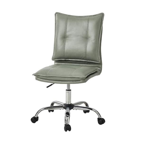JAYDEN CREATION Earl Sage Modern Faux Leather Swivel Task Chair with Metal Base