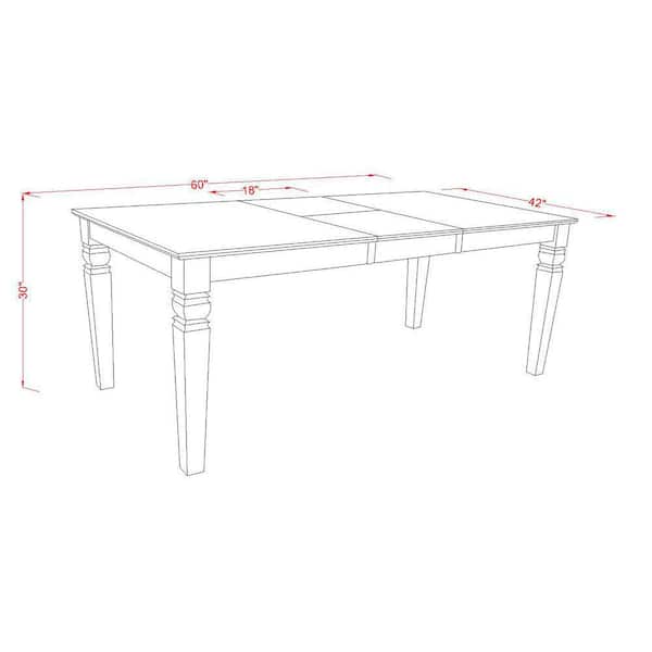East West Furniture 5-Piece Linen White Finish Solid Wood