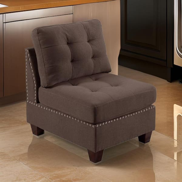 Lemy 32 in. Armless Fabric Square Sofa in. Brown