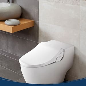 Slim TWO Electric Smart Bidet Seat for Round Toilets in White with Remote Control and Nightlight
