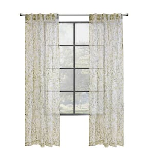 Verdure Green Polyester Smooth 52 in. W x 84 in. L Dual Header Indoor Light Filtering Curtain (Single-Panel)