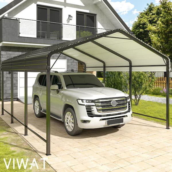VIWAT 10 ft. W x 15 ft. D Metal Carport, Car Canopy and Shelter