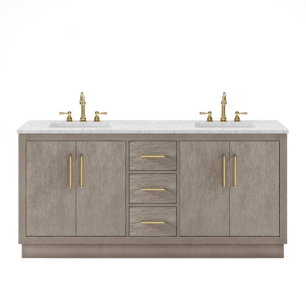 Hugo 72'' Gray Oak Double Vanity with Marble Top