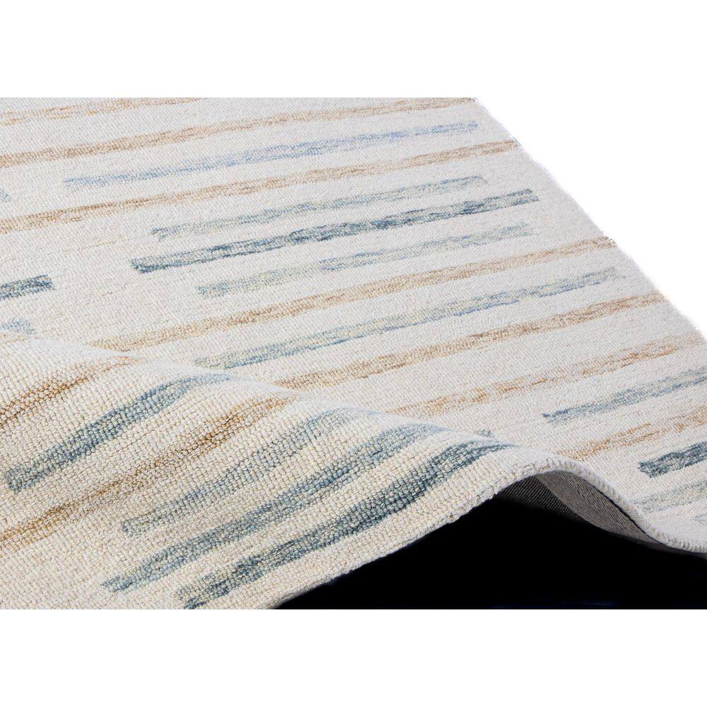 Ivory and Blue Wool Handmade Rectangular 4' x 6' Tufted Rug