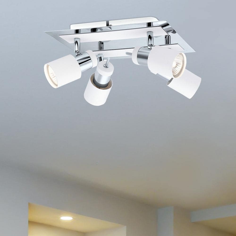 Davida Chrome White Modern 4-Light Semi-Flush Mount
