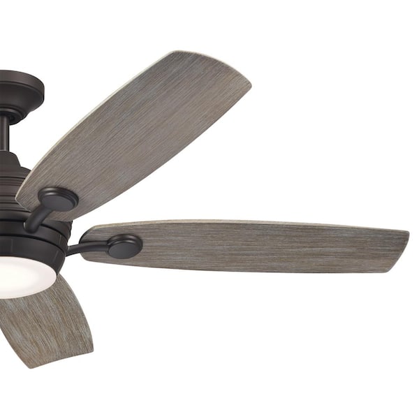 KICHLER Tranquil 56 in. Indoor/Outdoor Olde Bronze Downrod Mount Ceiling Fan with Integrated LED with Remote Control