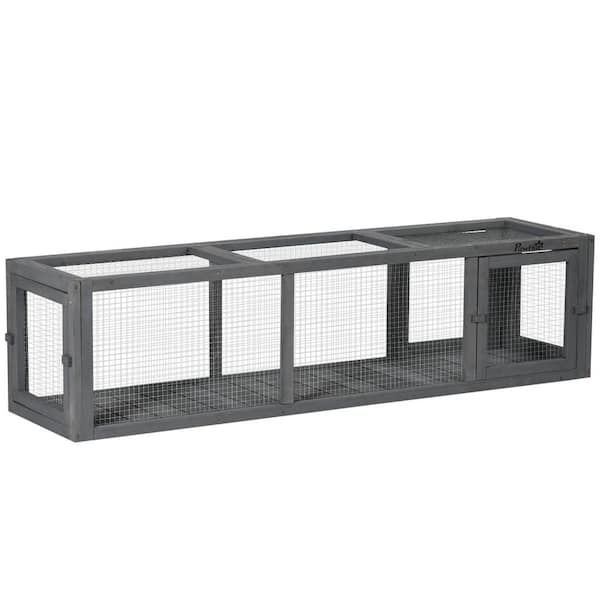 PawHut 59 in. Long Cat Tunnel, Wooden Outdoor Cat Tunnel House with Weather Protection, Cat Tube Toy Enclosure
