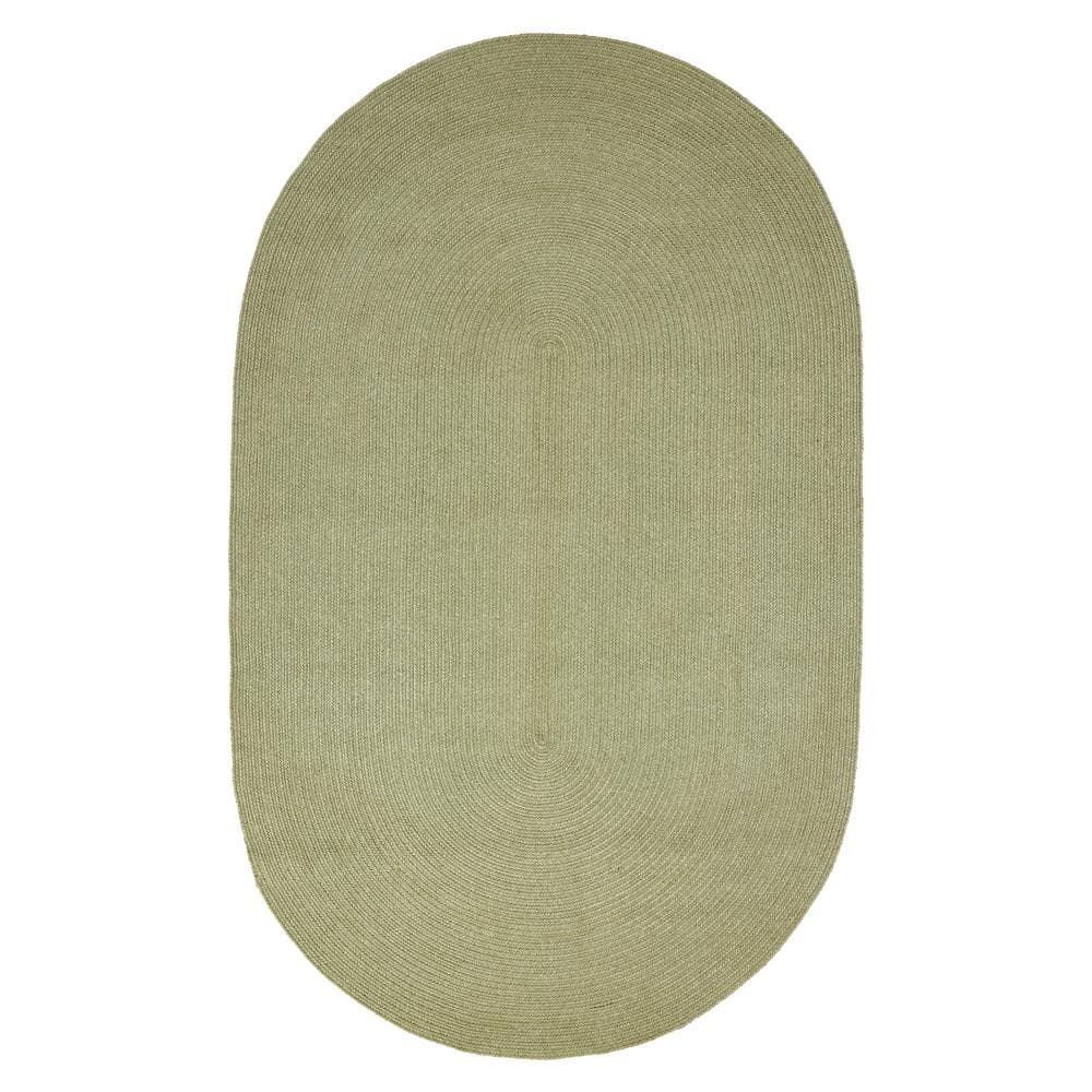 Fog Green Oval Braided Reversible Indoor/Outdoor Rug