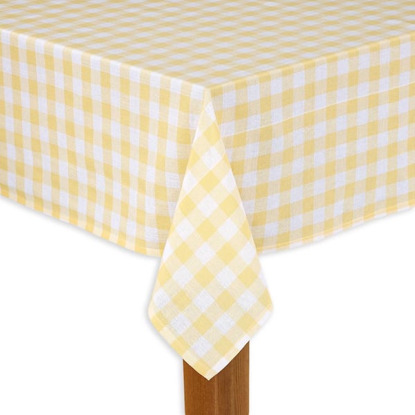 Lintex Buffalo Check 70 in. Round Yellow 100% Cotton Table Cloth for Any Table