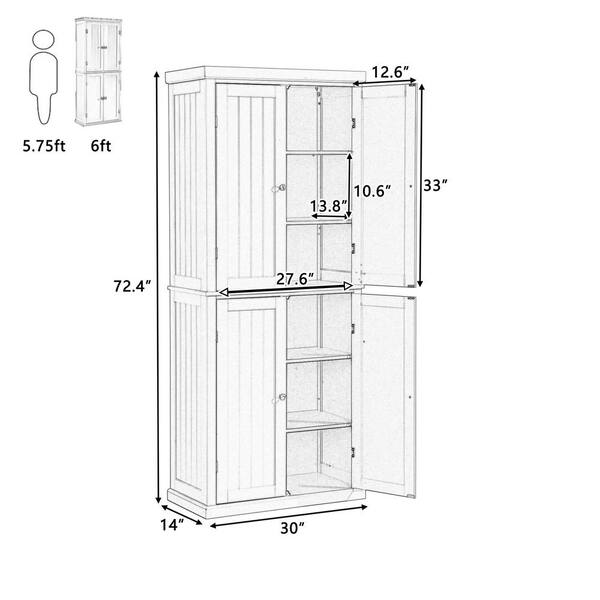 White 6-Shelf Wood Pantry Organizer with 4-Doors and Adjustable Shelves  LN20233342 - The Home Depot