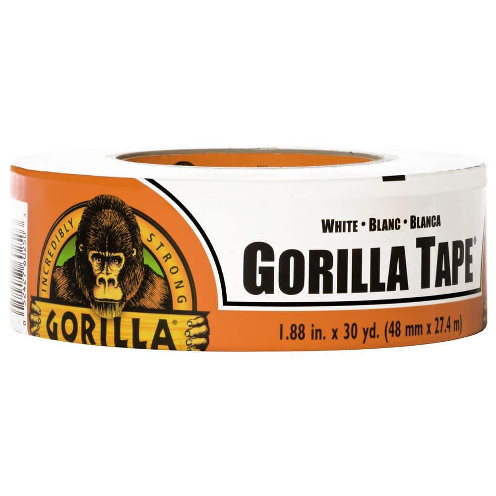 Gorilla White Duct Tape, 1.88 x 10 yd, White, (Pack of 3)