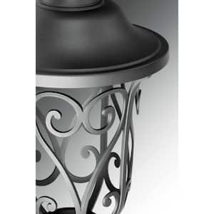 Leawood LED Collection 1-Light Textured Black Modern Outdoor Post Lantern Light
