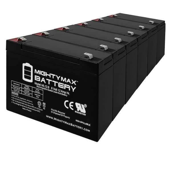 MIGHTY MAX BATTERY 6V 12AH SLA Compatible Battery for APC / ADT / RBC - 6 Pack