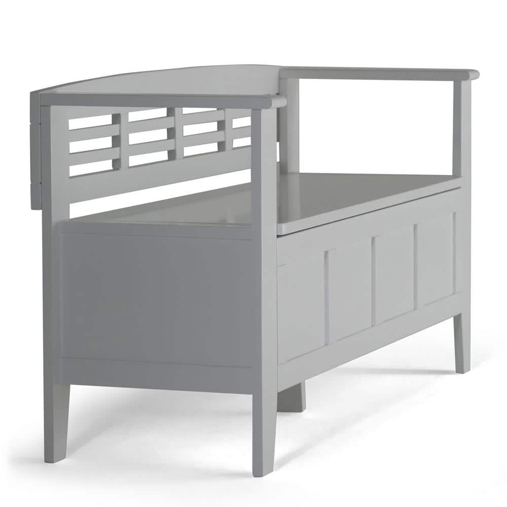 Elegant White Solid Pine 48" Entryway Storage Bench with Backrest