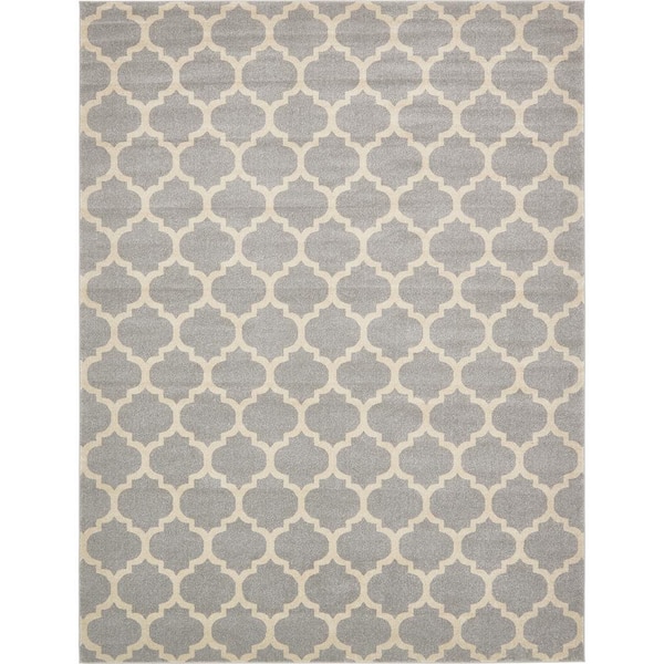 Unique Loom Trellis Philadelphia Light Gray/Beige 10' 0 x 13' 0 Area Rug