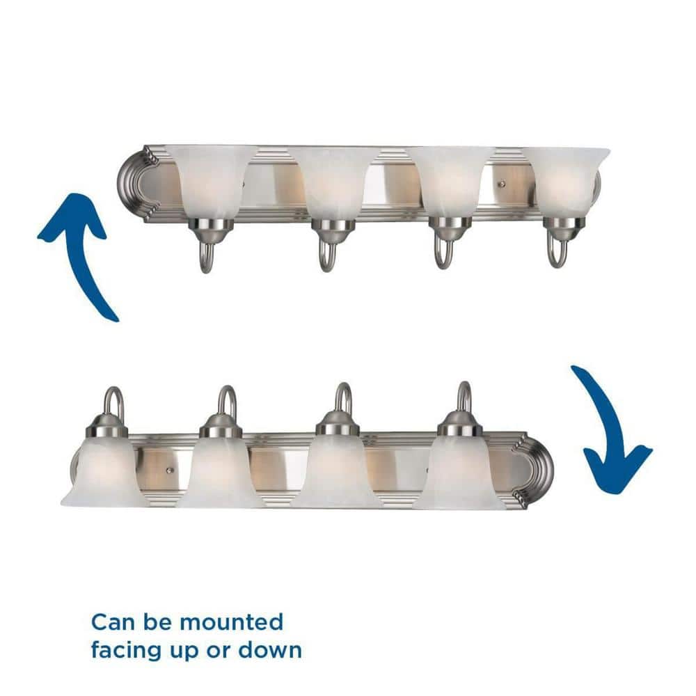 Brushed Nickel 4-Light Bath Vanity with Alabaster Glass Shades