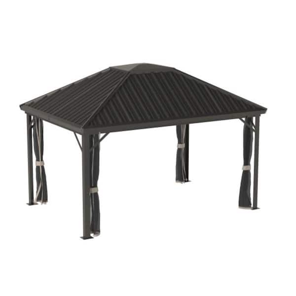 Genova 10 ft. x 14 ft. Dark Brown Rustproof Aluminum Framed Gazebo
