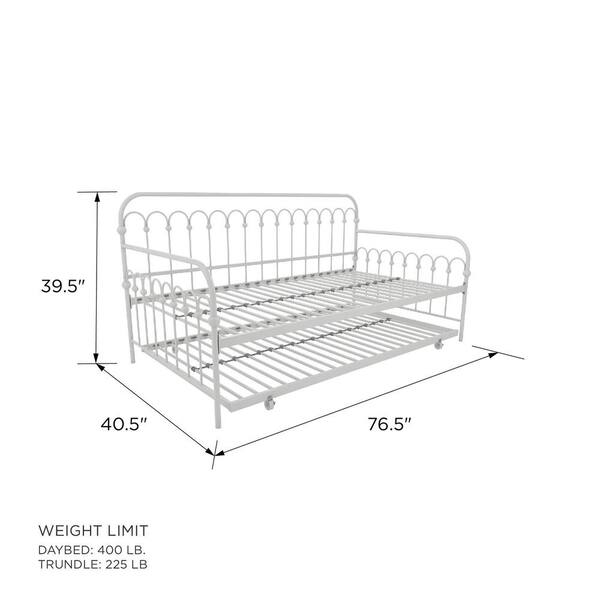 Novogratz Bright Pop White Metal Twin Daybed with Trundle