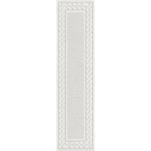 Picket Fences Off-White 2 ft. x 8 ft. Indoor/Outdoor Runner Rug