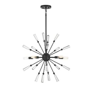 26 in. W x 26 in. H 5-Light Matte Black Statement Pendant Light with Clear Glass