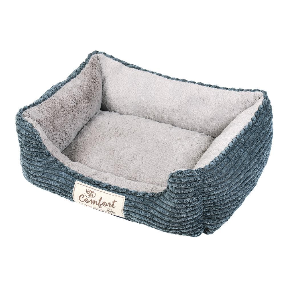 Happy Tails Corduroy 21 in. x 17 in. Small Blue Cuddler 39065 The Home Depot