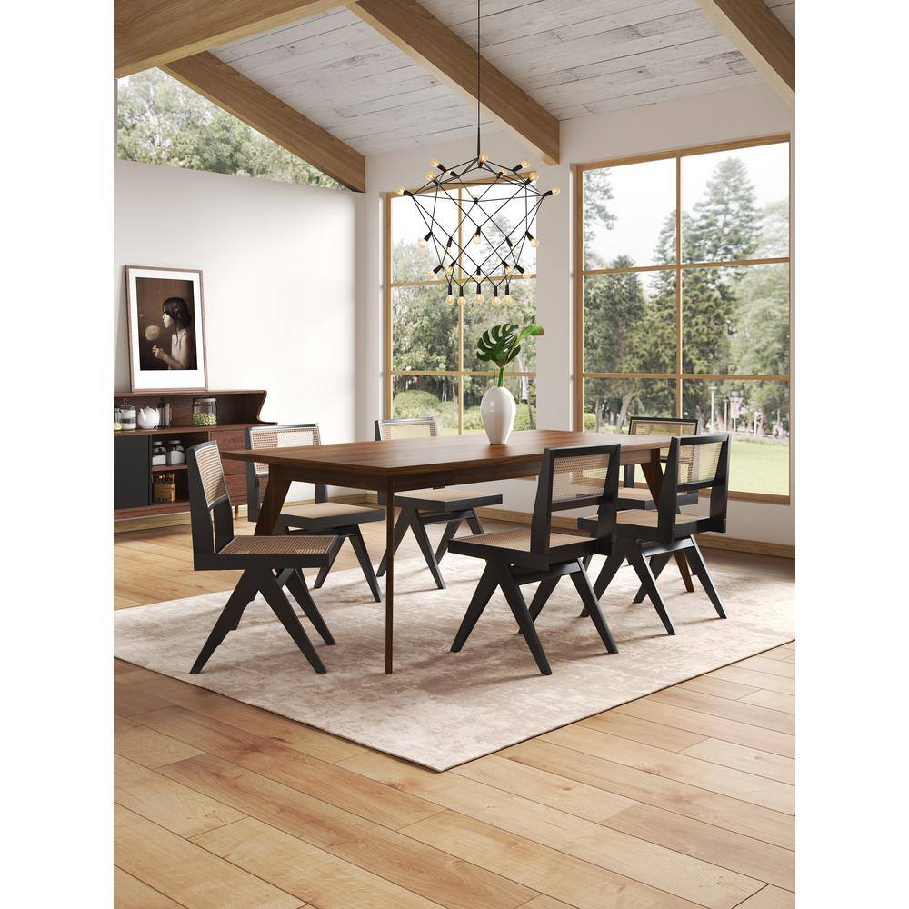 Hamlet Black and Natural Cane Wood Side Chair - Set of 4