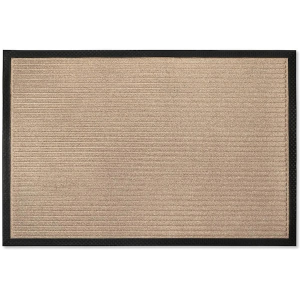 Indoor Outdoor Doormat Beige 36 in. x 60 in. Stripes Floor Mat