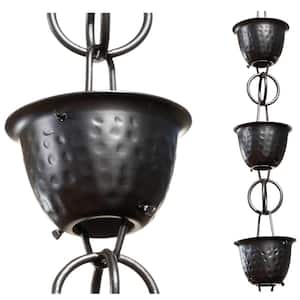 Monarch Aluminum Hammered Cup Rain Chain Extension, 3 ft. Length, Black