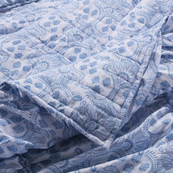 King Blue Greenland Home Helena Ruffle Comforter Set